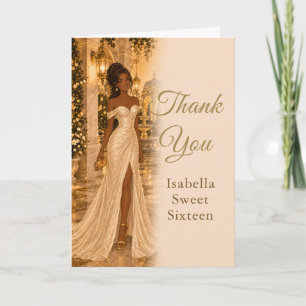 Champagne Gold Sweet Sixteen Thank You Card