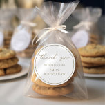 Champagne Gold Text Line Wedding Thank you Classic Round Sticker<br><div class="desc">Champagne Gold Text Line Wedding Thank you. A modern typographcal design for your wedding favours,  with stylish set typography for Thank You. Easily personalise the rest of the text.</div>