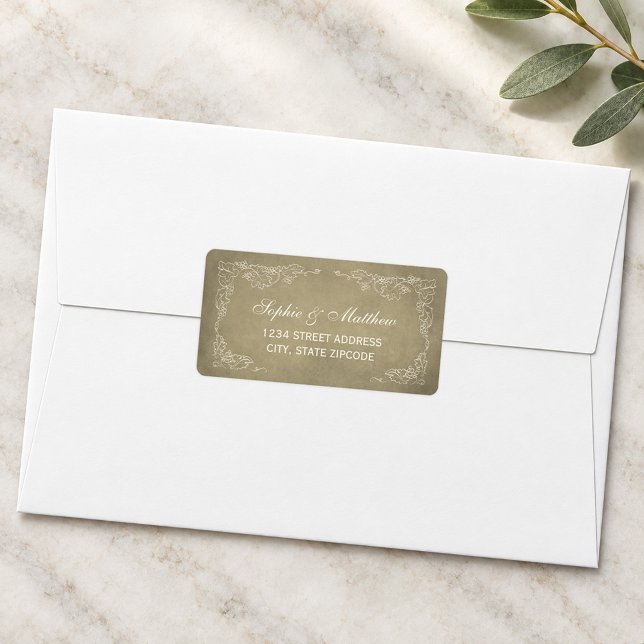 Champagne Gold Vineyard Wedding Address Label (Creator Uploaded)