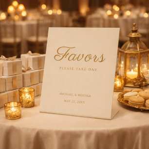 Champagne Gold Wedding Favour Table Sign