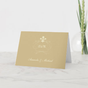 Champagne Gold Wedding Fleur de Lis Thank You Card