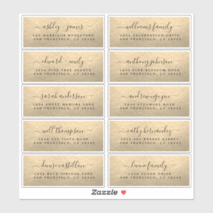Champagne Gold Wedding Guest Address Labels