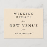 Champagne Gold Wedding Venue Change Update Card