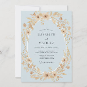 Champagne Gold Wreath Wedding Invitation