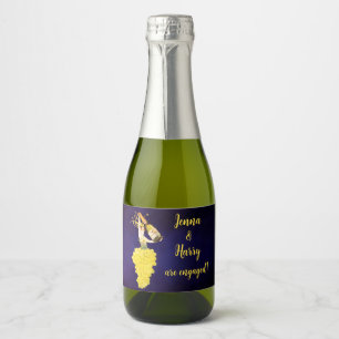 Champagne Grapes Engagement Announcement Sparkling Wine Label