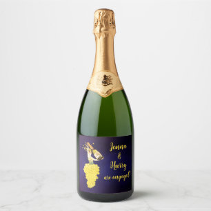 Champagne Grapes Engagement Announcement Sparkling Wine Label