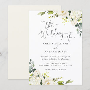 Champagne Green Watercolor Leaf Wedding Invitation