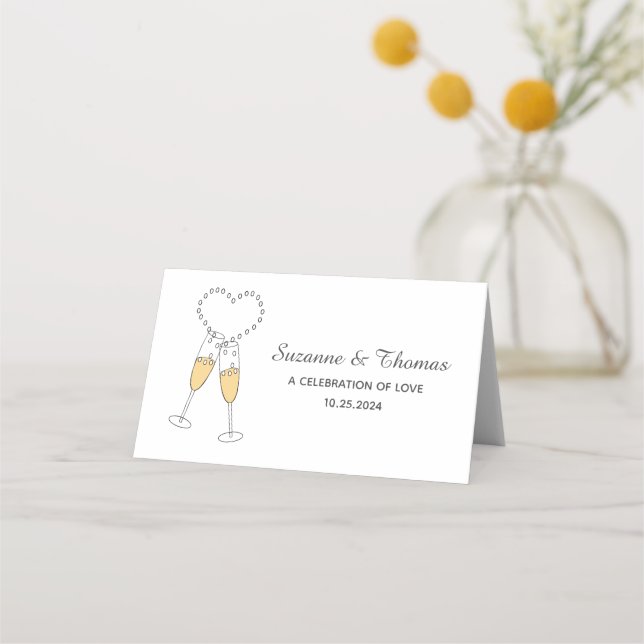 Champagne Heart  Folded Place Card (Back)