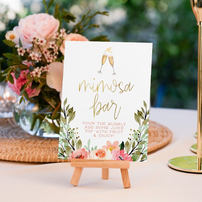 Champagne Heart Gold Bridal Shower Mimosa Bar Sign (Sign Mock-up)
