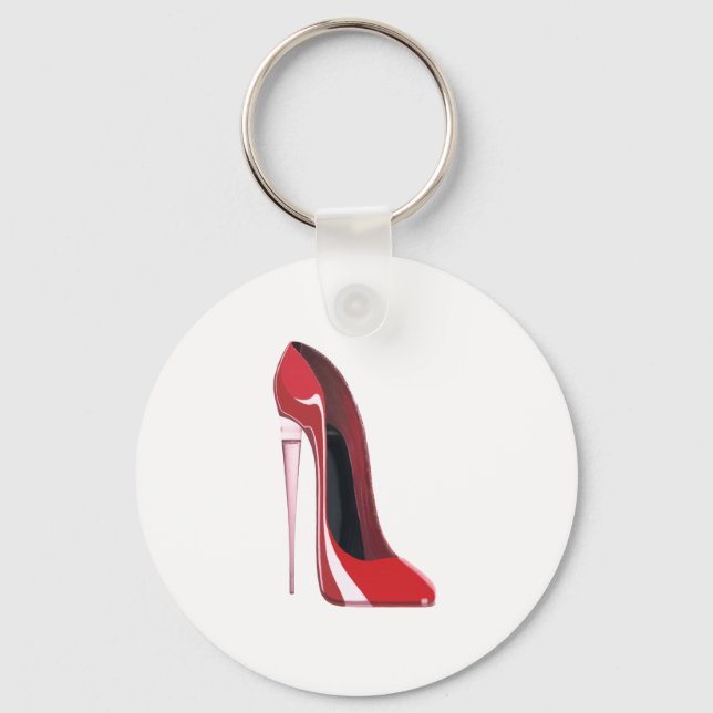 Champagne heel red stiletto shoe art key ring (Front)