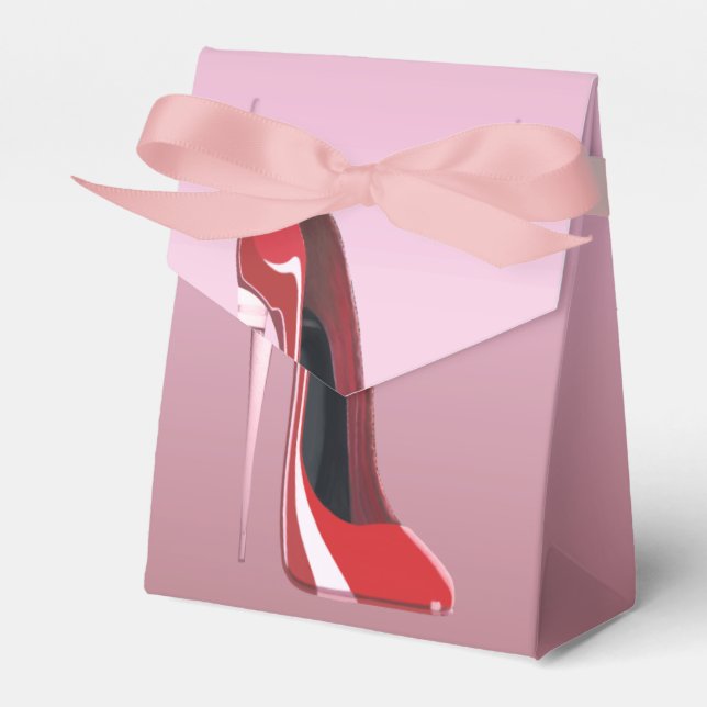 Champagne Heel Red Stiletto Shoe Favour Box (Front Side)