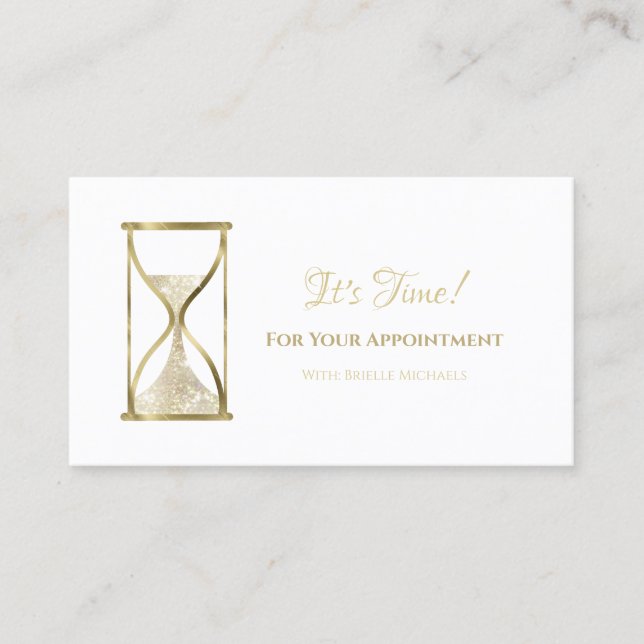 Champagne Hourglass Appointment Card (Front)