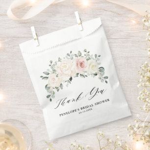 Champagne Ivory Blush Pink Floral Bridal Shower Favour Bags