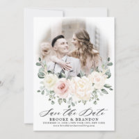 Champagne Ivory Blush Pink Floral Greenery Photo