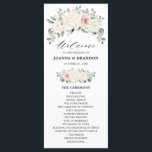 Champagne Ivory Blush Pink Floral Greenery Wedding Programme<br><div class="desc">Ivory floral wedding program featuring elegant bouquet of peach ,  white ,  gold,  champagne ivory,  blush colour rose ,  ranunculus flower buds and sage green eucalyptus leaves and elegant watercolor bouquet. Please contact me for any help in customisation or if you need any other product with this design.</div>