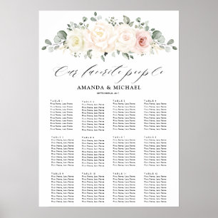 Champagne Ivory Blush Pink Guest Seating Chart