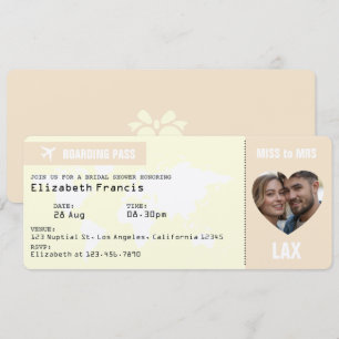 Champagne & Ivory Boarding Pass Bridal Shower Invitation