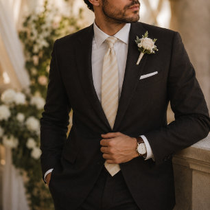 Champagne Ivory Regimental Stripe Tie