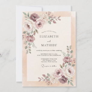 Champagne Lavender Foliage Eucalyptus Wedding Invitation