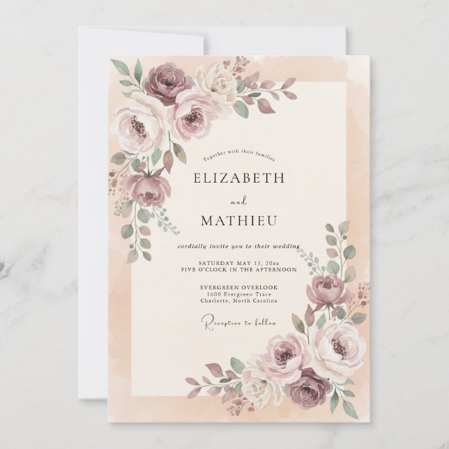 Champagne Lavender Foliage Eucalyptus Wedding Invitation (Front)