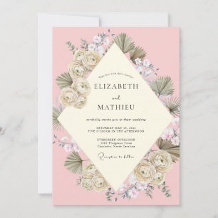 Champagne Lavender Leaf Wedding Invitation