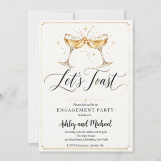Champagne Let's Toast Engagement Party Invitation