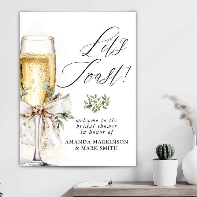 Champagne Let's Toast Winter Bridal Shower Welcome Poster (Creator Uploaded)