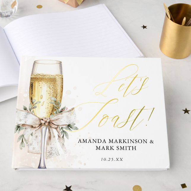 Champagne Let's Toast Winter Engagement Guest Book (Creator Uploaded)