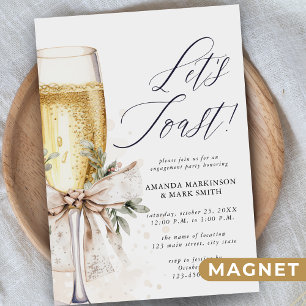 Champagne Let's Toast Winter Engagement Magnetic Invitation