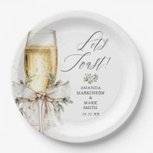 Champagne Let's Toast Winter Engagement Paper Plate