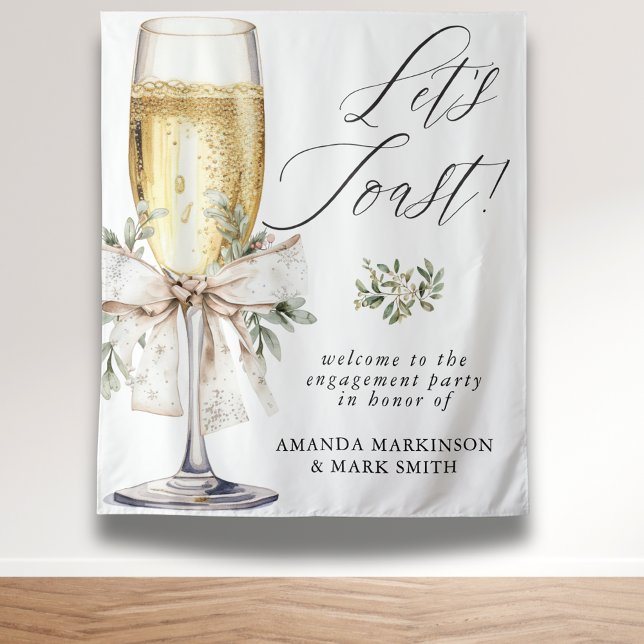 Champagne Let's Toast Winter Engagement Party Tapestry (Creator Uploaded)