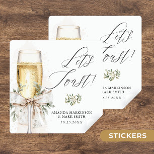 Champagne Let's Toast Winter Engagement Square Sticker