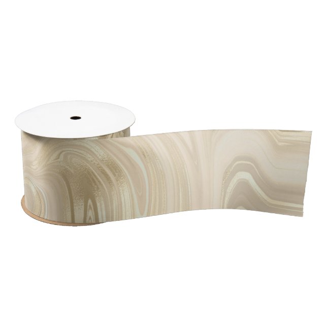 Champagne Light Brown Elegant Abstract Swirl Satin Ribbon (Spool)