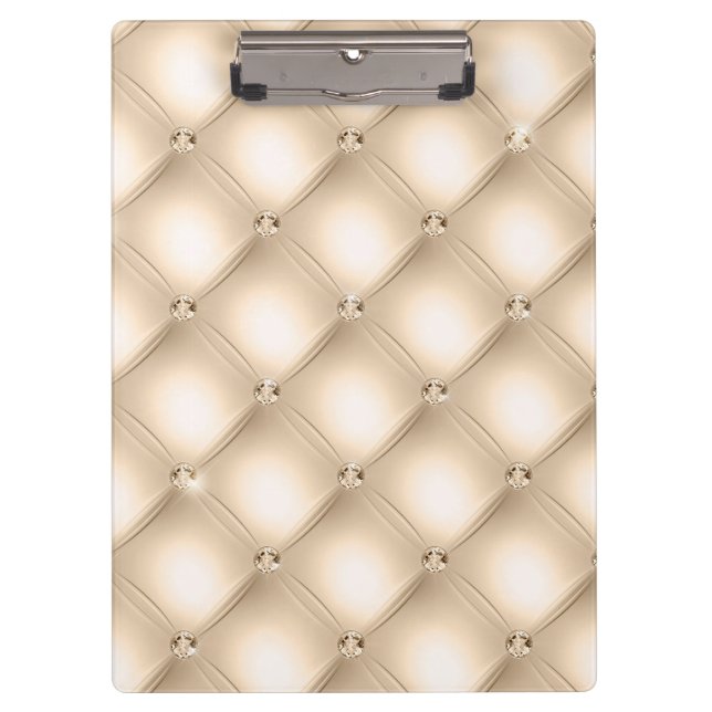 Champagne Light Brown Tufted Small Square Clipboard (Front)