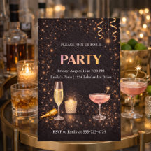 Champagne Lights Celebration Invitation