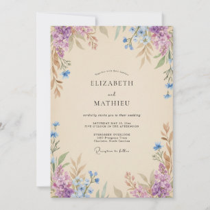 Champagne Lilac Blossom Wedding Invitation