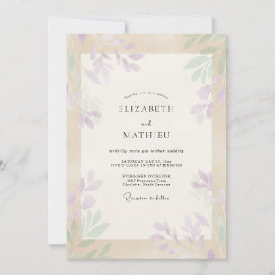 Champagne Lilac Foliage Soft Eucalyptus Wedding Invitation
