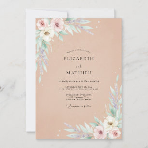 Champagne Lilac Leafy Wedding Invitation
