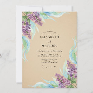 Champagne Lilac Sprig Eucalyptus Wedding Invitation