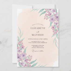 Champagne Lilac Wildflower Wedding Invitation