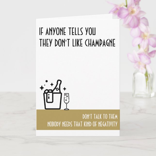 Champagne Lover's Standard Gold Colour Birthday Card (Orchid)