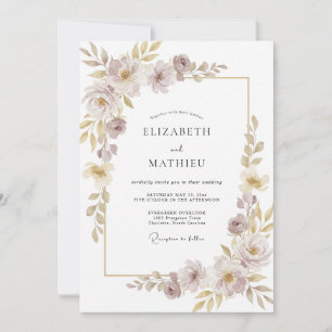 Champagne Luminous Floral Wedding Invitation