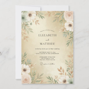Champagne Luxurious Watercolor Wedding Invitation