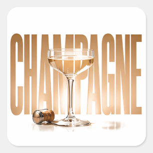 Champagne Luxury Celebration Editorial Graphic Sty Square Sticker