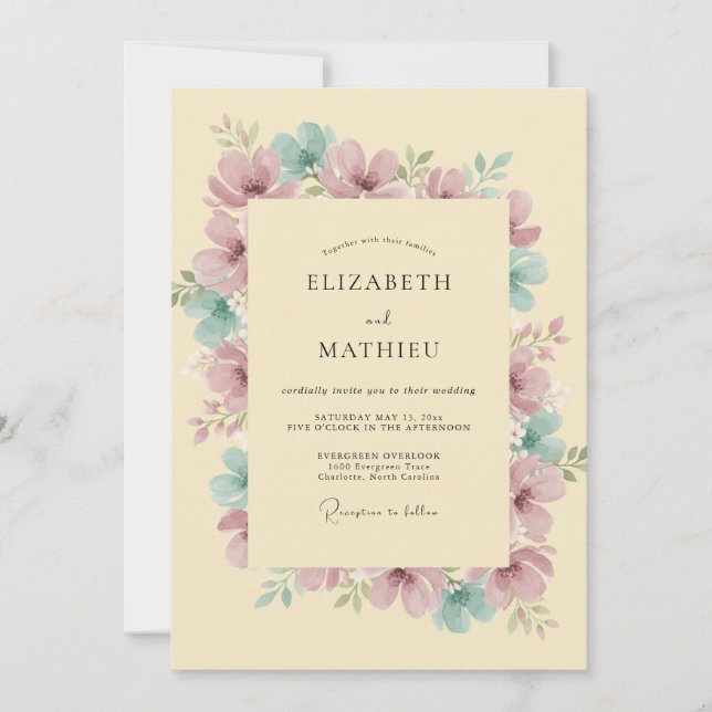 Champagne Mauve Petal Wedding Invitation (Front)