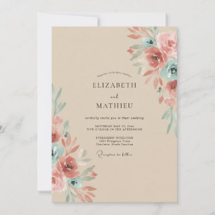 Champagne Mauve Ranunculus Eucalyptus Wedding Invitation