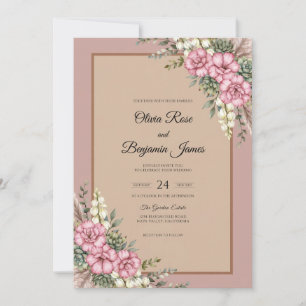 Champagne Mauve Wildflower Wedding Invitation