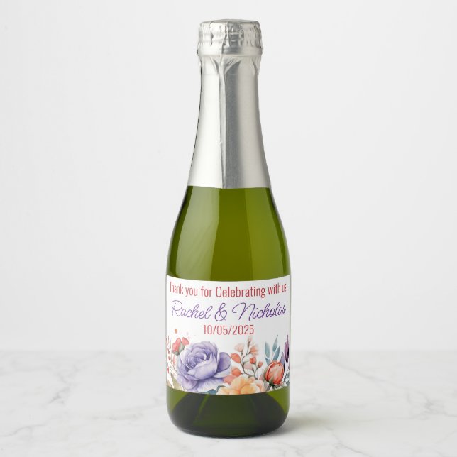 Champagne mini bottles favours personalised sparkl sparkling wine label (Front)