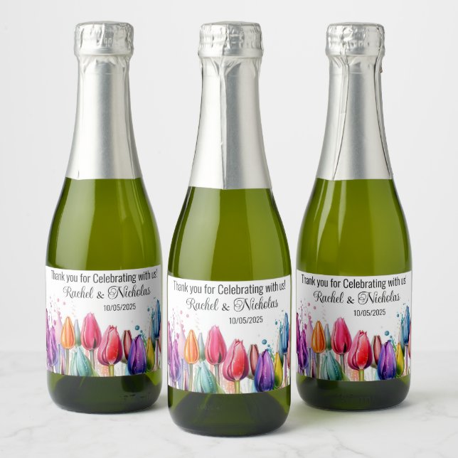 Champagne mini bottles favours personalised sparkling wine label (Bottles)