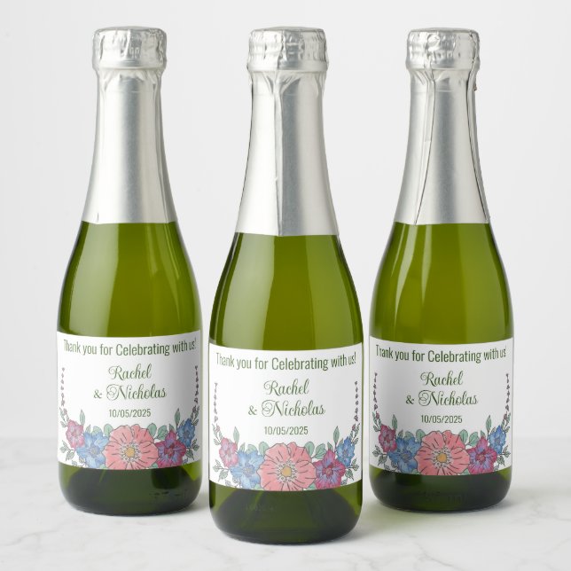 Champagne mini bottles favours personalised sparkling wine label (Bottles)